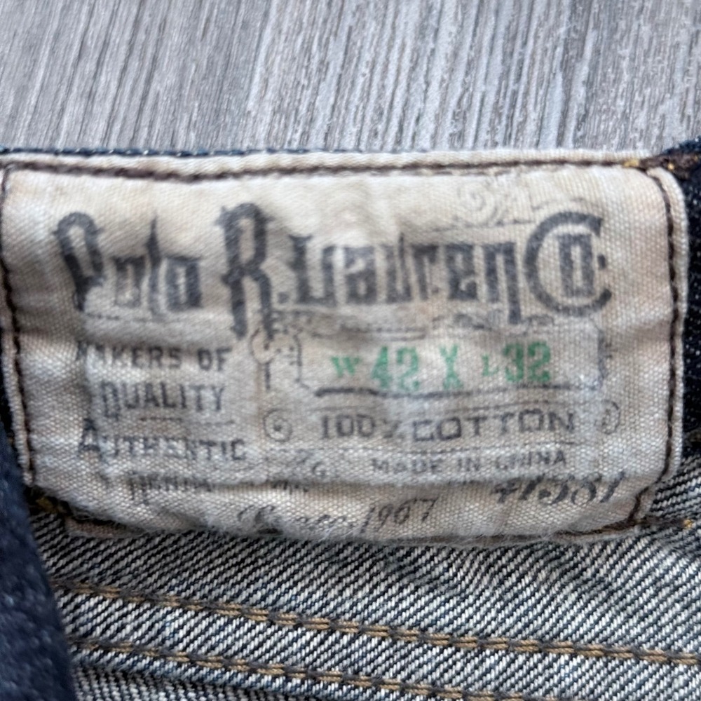 Polo Ralph Lauren Jeans Men 42x33 (tag32) Dark Wash Straight Leg Selvidge Denim - Picture 8 of 10